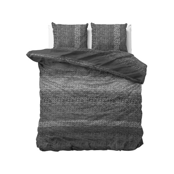 Sivé flanelové obliečky na dvojlôžko Dreamhouse Gradient Knits, 200 x 220 cm