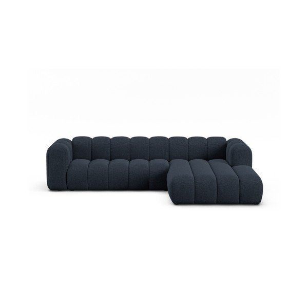 Tmavomodrá ženilková rohová pohovka (pravý roh/s leňoškou) Lupine – Micadoni 