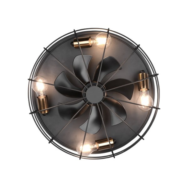 Matne čierne stropné svietidlo na diaľkové ovládanie/s ventilátorom Trondheim – Trio-image-4