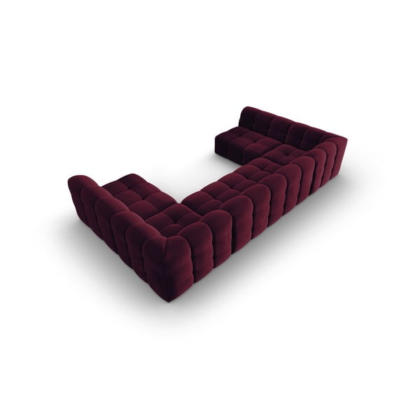 Vínovočervená zamatová rohová pohovka (do "U") Kendal - Micadoni Home-image-4