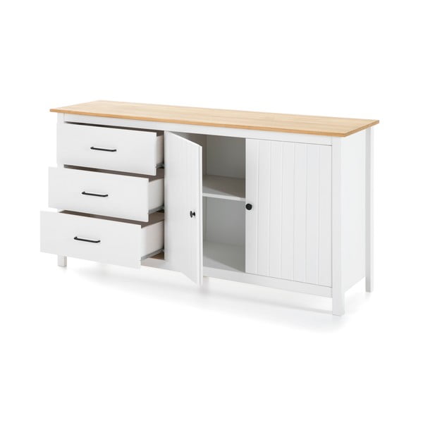 Biela nízka komoda z borovicového dreva 150x80 cm Miranda – Marckeric-image-4