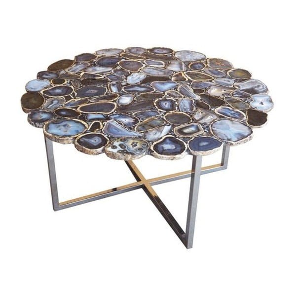 Konferenčný stôl z antikoro ocele a kamenné dosky Kare Design, Ø 80 cm
