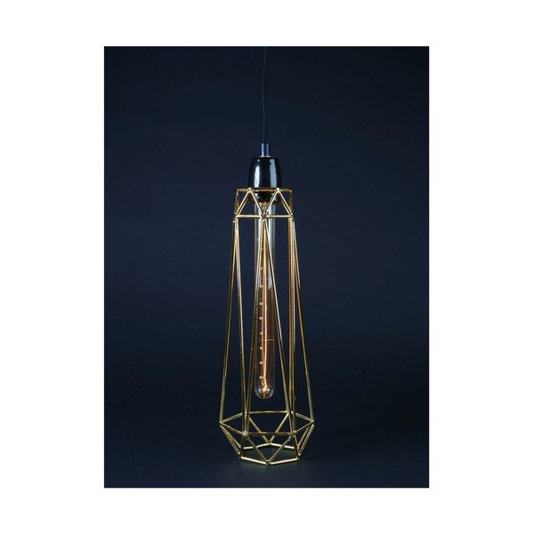 Svietidlo so zlatým tienidlom a čiernym káblom Filament Style Diamond #2-image-1