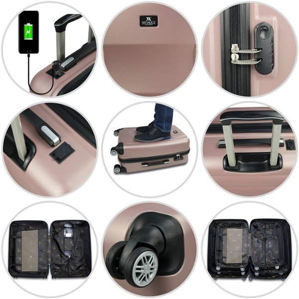 Sada 2 ružových cestovných kufrov na kolieskach s USB porty My Valice LASSO Large & Medium-image-4