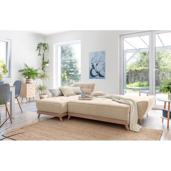 Béžová rozkladacia variabilná rohová pohovka Miuform Dazzling Daisy-image-4