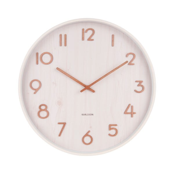 Biele nástenné hodiny z lipového dreva Karlsson Pure Large, ø 60 cm