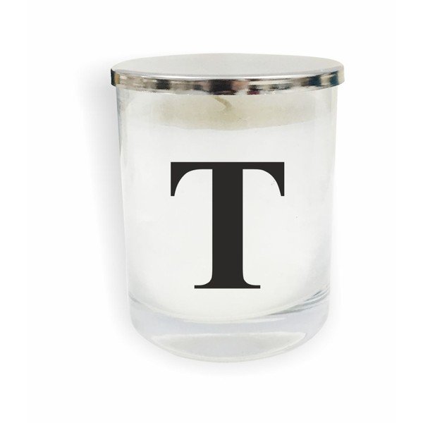 Bielo-čierna sviečka North Carolina Scandinavian Home Decors Monogram Glass Candle T