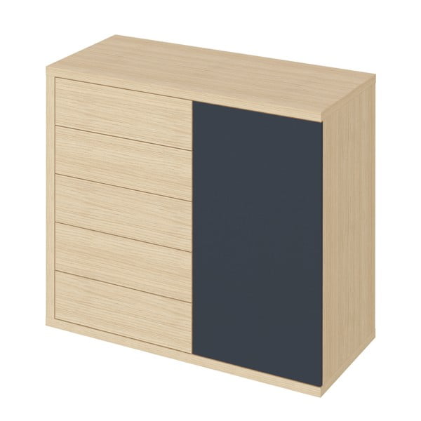 Čierna nízka šatníková skriňa v dekore duba 113x113 cm Hugo - TemaHome - TemaHome-image-2