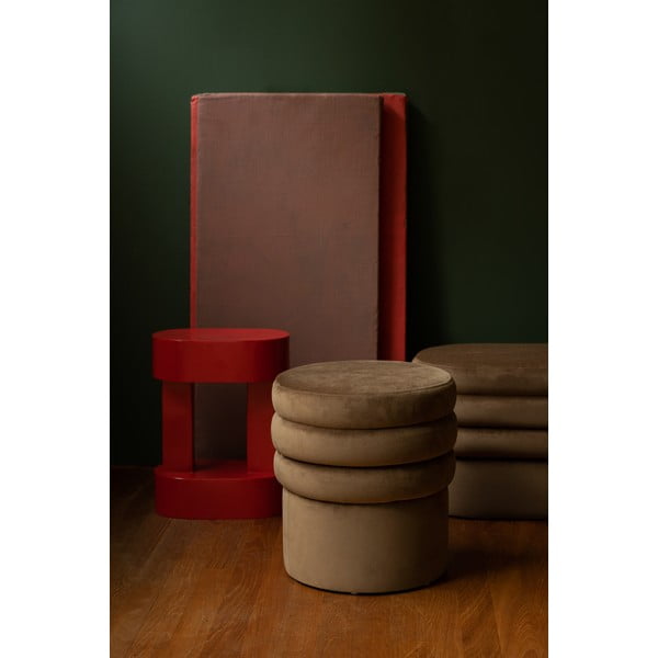 Hnedý zamatový taburet Aditi – Dutchbone-image-1