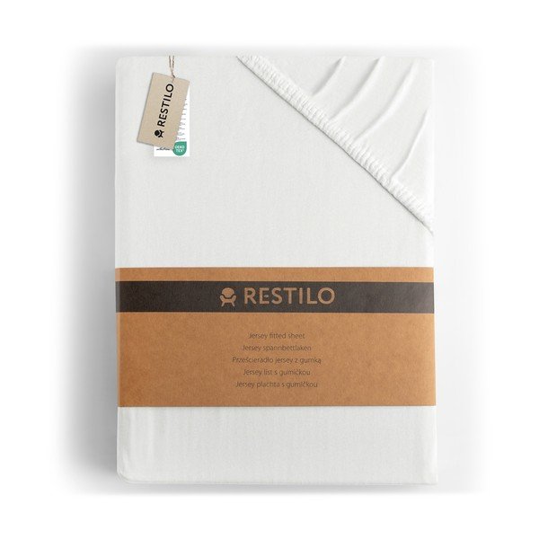 Biela napínacia plachta jersey 180x200 cm Amber – Restilo-image-4