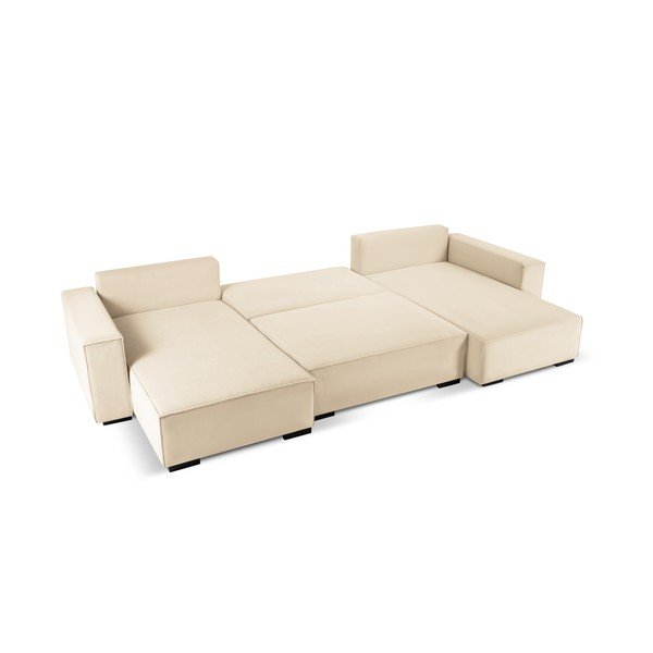 Béžová menčestrová rozkladacia pohovka do "U" Mazzini Sofas Azalea-image-3
