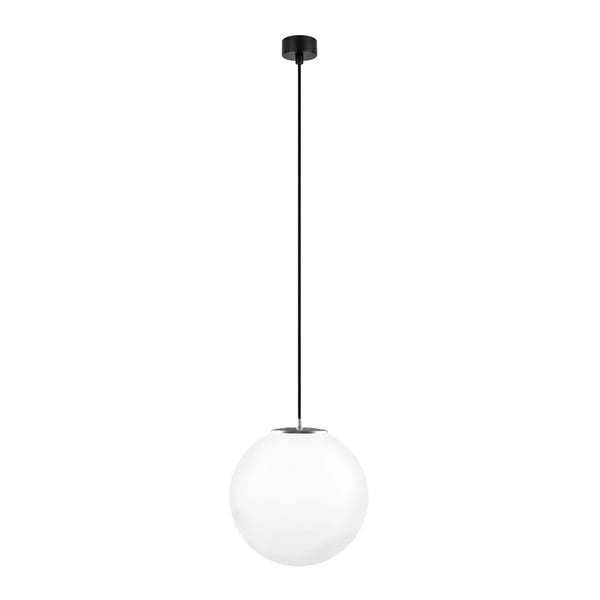 Biele stropné svietidlo s čiernym káblom a detailom v striebornej farbe Sotto Luce Tsuri, ∅ 30 cm