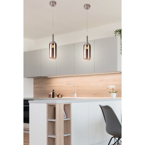 Antracitové LED závesné svietidlo so skleneným tienidlom ø 13 cm Fiuggi – Candellux Lighting-image-3