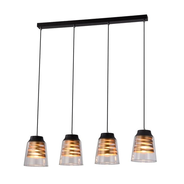 Čierne závesné svietidlo so skleneným tienidlom 15.5x84 cm Fresno - Candellux Lighting-image-2