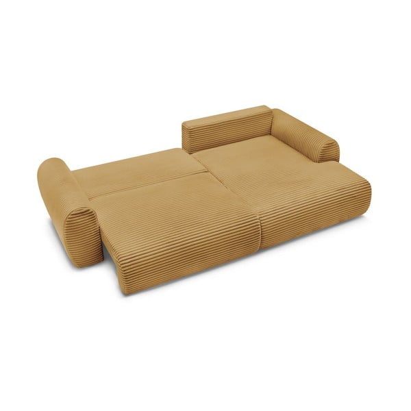 Menčestrová rozkladacia rohová pohovka v horčicovej farbe (pravý roh) Lucien – Bobochic Paris-image-4