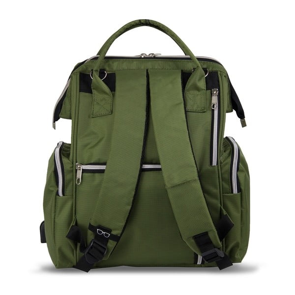 Zelený batoh pre mamičky s USB portom My Valice HAPPY MOM Baby Care Backpack-image-2