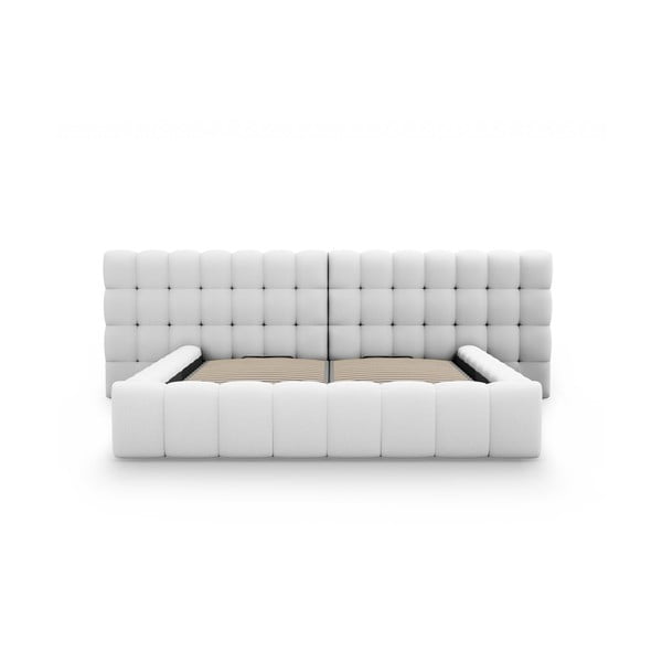 Svetlosivá čalúnená dvojlôžková posteľ s úložným priestorom a roštom 200x200 cm Mamaia – Micadoni Home-image-4