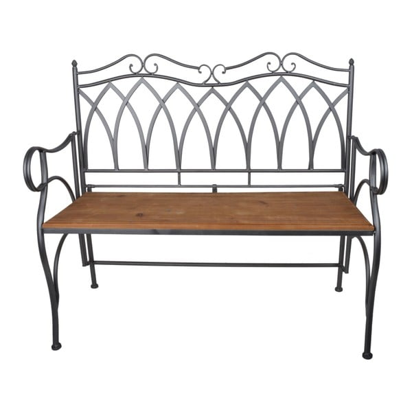 Tmavosivá kovová záhradná lavica s dreveným sedadlom Ewax Wood