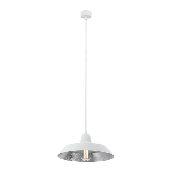 Biele stropné svietidlo s vnútrajškom v striebornej farbe Bulb Attack Cinco, ∅ 35 cm