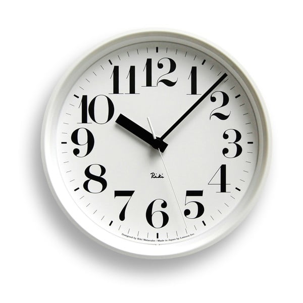 Biele nástenné hodiny Lemnos Clock Riki, ⌀ 20,4 cm
