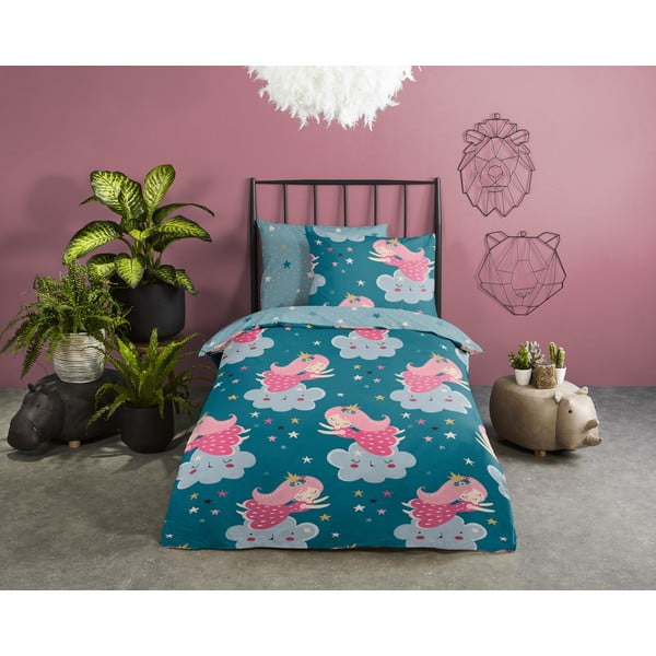 Bavlnené detské obliečky do postieľky v petrolejovej farbe 120x150 cm Princesse – Good Morning-image-1