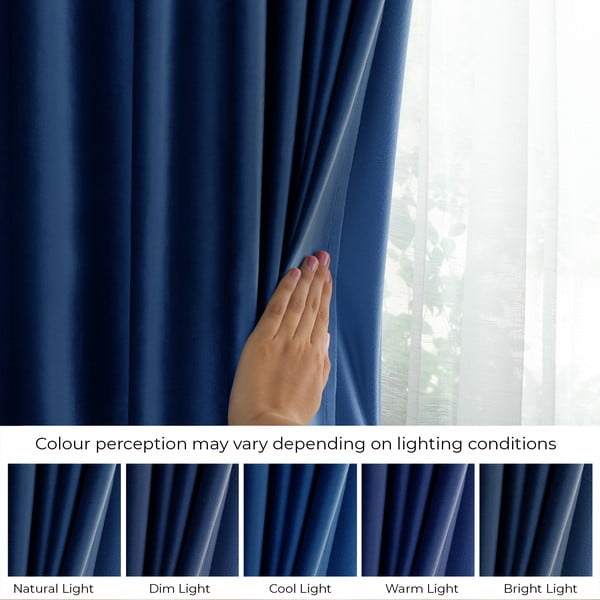 Tmavomodrý zamatový dimout záves 140x245 cm Eyelets – Restilo-image-4