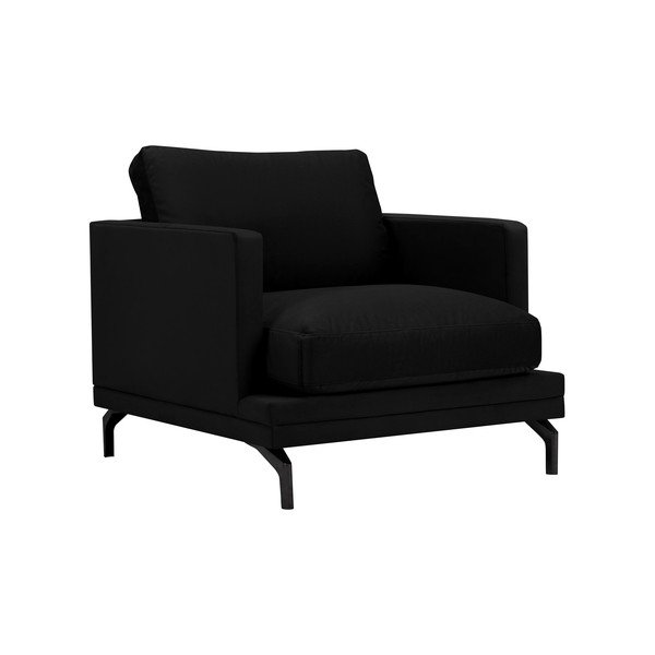 Čierne kreslo s podnožou v čiernej farbe Windsor & Co Sofas Jupiter-image-1