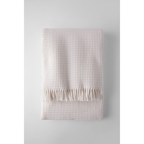 Krémovobiely pléd s vafľovým vzorom Euromant Waffel, 140 x 180 cm