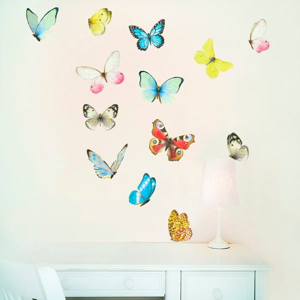 Samolepka na viac použití Watercolour Butterflies Mini, 30x21 cm
