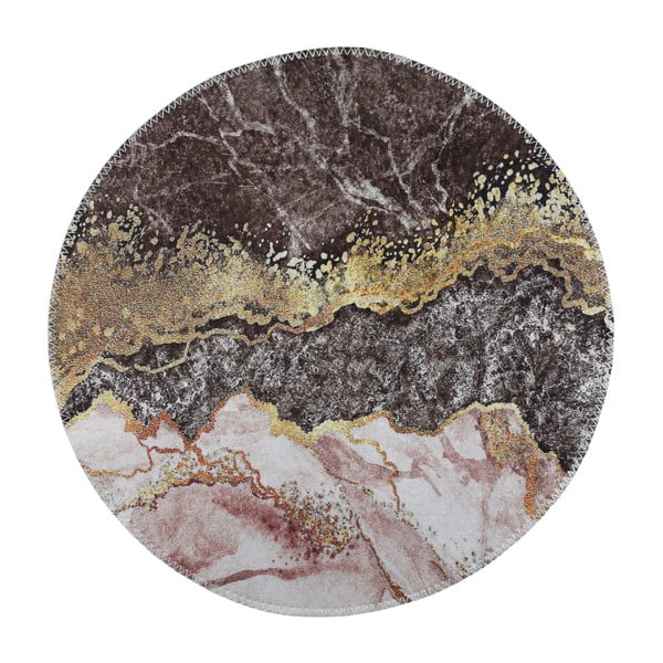 Umývateľný okrúhly koberec v hnedo-zlatej farbe ø 80 cm – Vitaus