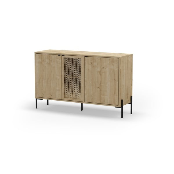 Nízka komoda v dekore duba v prírodnej farbe 120x80 cm Inca – Marckeric-image-4