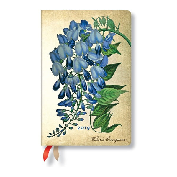 Diár na rok 2019 Paperblanks Blooming Wisteria Horizontal, 9,5 × 14 cm