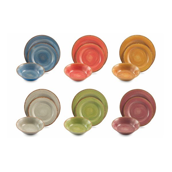 18-dielna sada farebného riadu z melamínu Villa d'Este Lucia