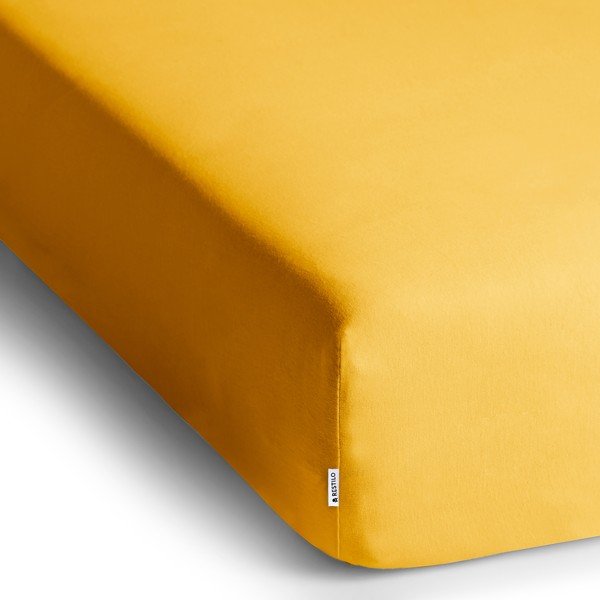 Žltá napínacia plachta jersey 180x200 cm Amber – Restilo-image-2