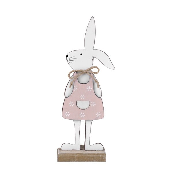Biela dekorácia na podstavci králik v ružových šatách Ego Dekor 25,5 x 9 x 4 cm