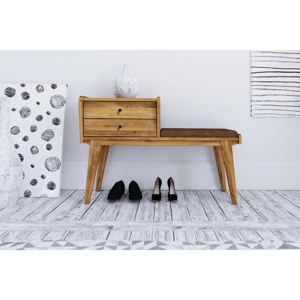 Lavica so zásuvkami z dubového dreva s oranžovým sedákom Retro - The Beds-image-2