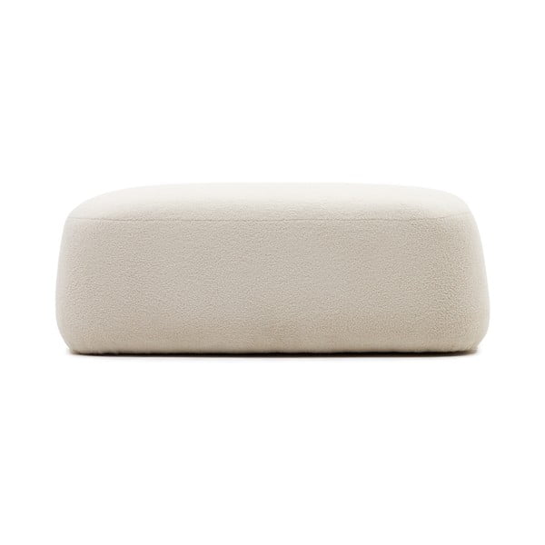 Krémový taburet z textílie buklé Martina – Kave Home-image-2