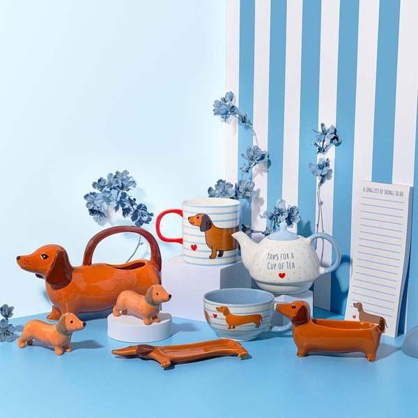 Modro-hnedý porcelánový hrnček 300 ml Sausage Dog – Sass &amp; Belle-image-4
