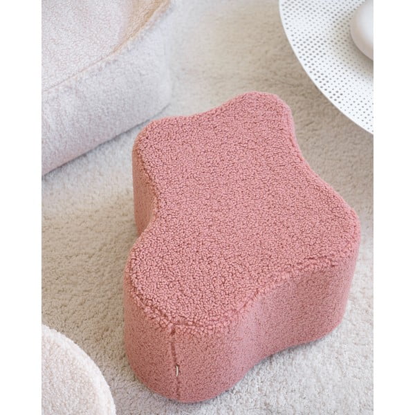 Ružový detský puf z textílie buklé Cloud – Wigiwama-image-4