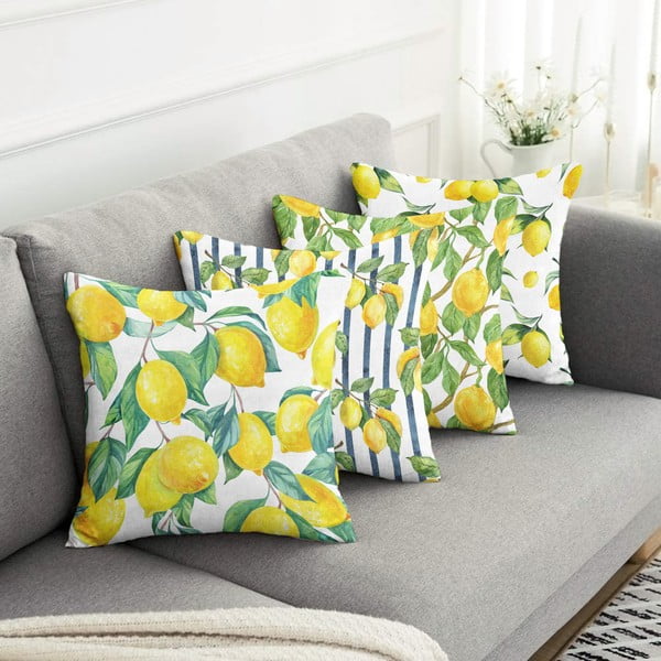 Obliečky na vankúše v súprave 4 ks 43x43 cm Lemons – Mila Home-image-3