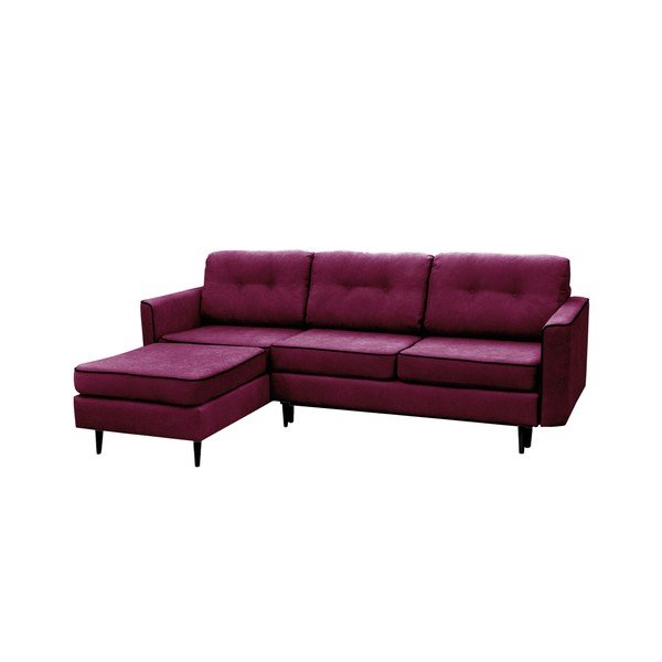 Fialová rohová rozkladacia pohovka Mazzini Sofas Dragonfly, ľavý roh, čierne nohy-image-1