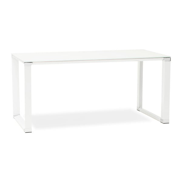 Biely pracovný stôl s sklenenou doskou Kokoon Warner