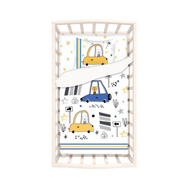 Detské bavlnené obliečky s plachtou na jednolôžko Mike & Co. NEW YORK Mirra Fesso, 100 x 150 cm