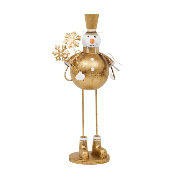 Dekorácia Archipelago Round Gold Snowman With Snowflake, 22 cm