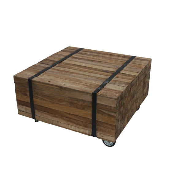 Pojazdný konferenčný stolík z teakového dreva HSM Collection Singa, 60 x 60 cm