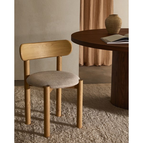 Jedálenská stolička z dubového dreva v krémovo-prírodnej farbe v súprave 2 ks Nebai – Kave Home-image-1