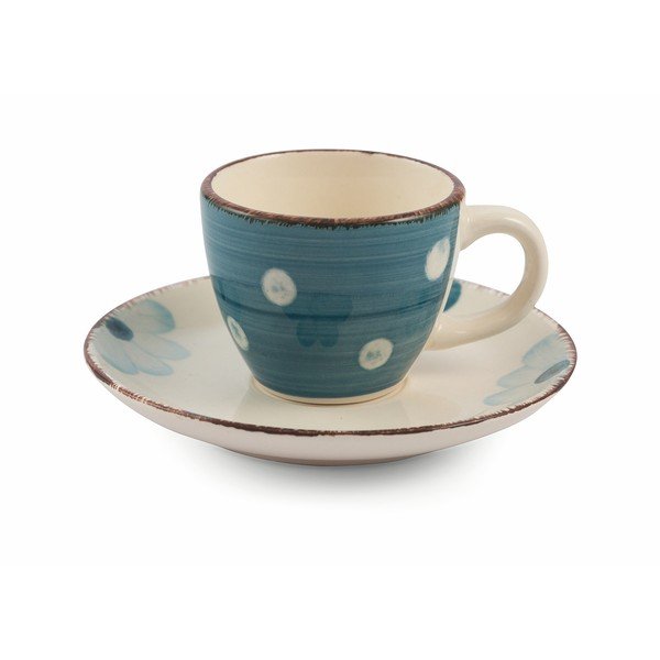 Súprava 6 farebných šálok na espresso s tanierikom z kameniny VDE Tivoli 1996 Tazzine-image-4