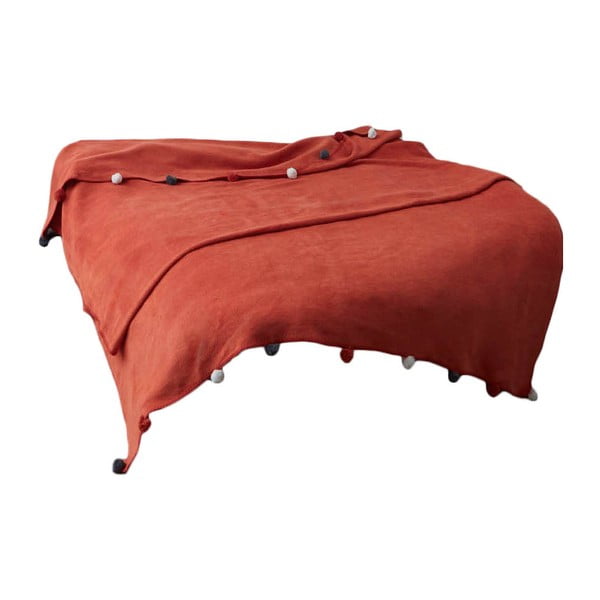 Fleecový pléd v tehlovej farbe 200x220 cm Pom Pom – Mijolnir