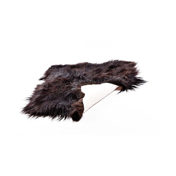 Tmavý kožušinový koberec s dlhým chlpom, 90 x 80 cm-image-3