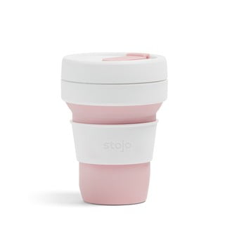 Bielo-ružový skladací cestovný hrnček Stojo Pocket Cup Rose, 355 ml